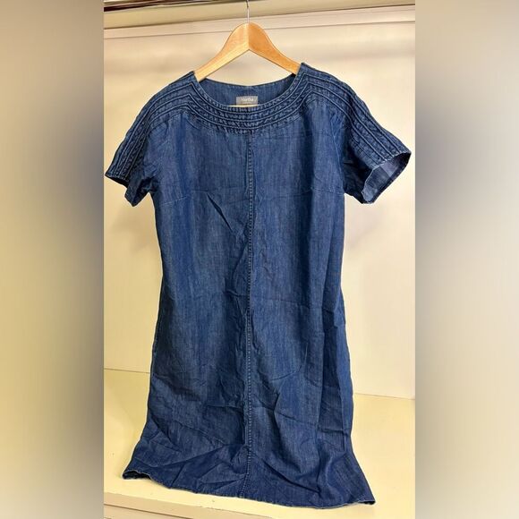 NWOT Martha Stewart Short Sleeve Denim Shift Dress- XS - Picture 2 of 4